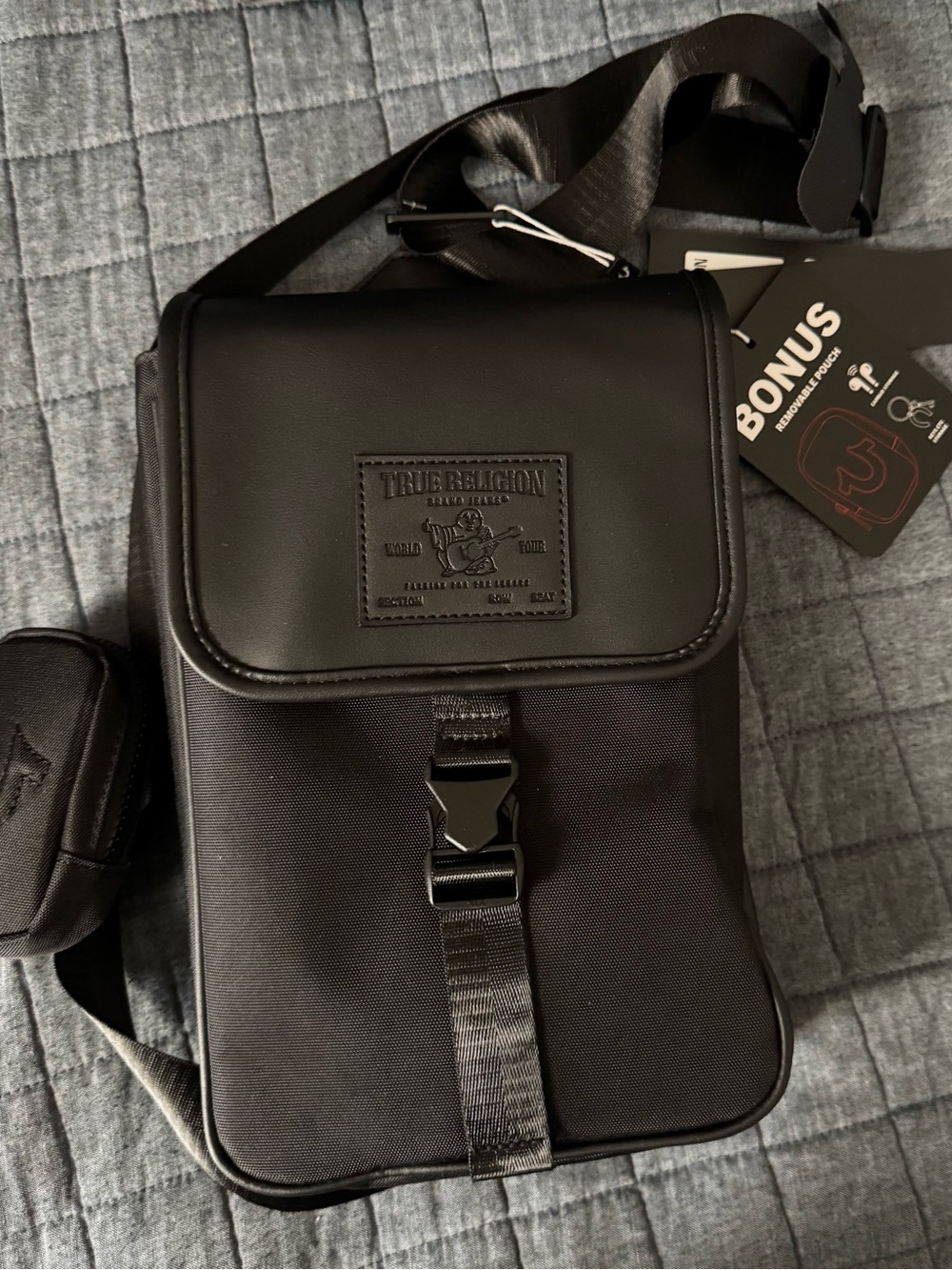 True Religion Black Men’s Messenger Crossbody Bag